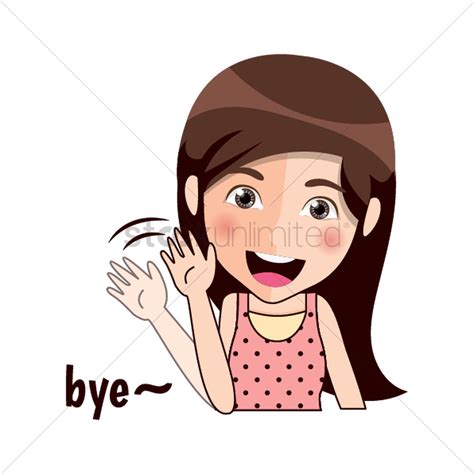 Cartoon girl waving bye Vector Image - 1957237 | StockUnlimited