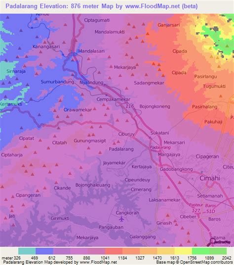 Elevation of Padalarang,Indonesia Elevation Map, Topography, Contour