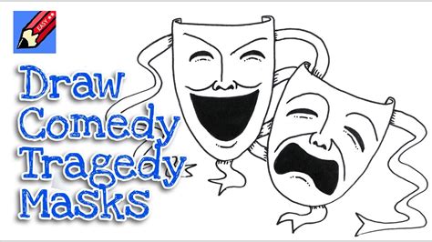 How to draw Tragedy and Comedy Masks real easy - YouTube