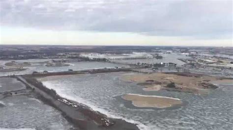 Aerial view shows flood impact in Valley, Nebraska