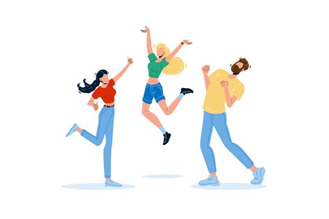 Happy People Jumping Enthusiasm Emotion Vector Illustration By sevector ...