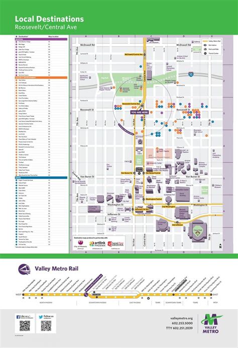 Valley metro light rail map - Valley metro rail map (Arizona - USA)