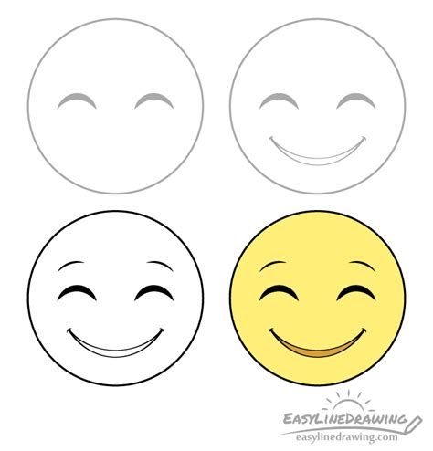 How To Draw A Smiling Face Emoji Step By Step Easylinedrawing | Images ...