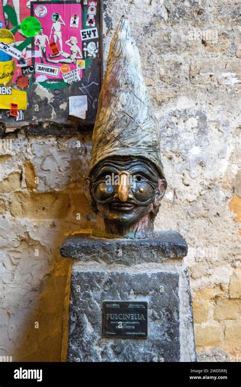 bust of the Pulcinella statue located in the street of Naples-Italy ...