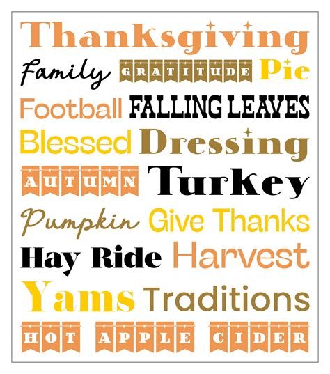 Thanksgiving Word Art - 13 Free PDF Printables | Printablee