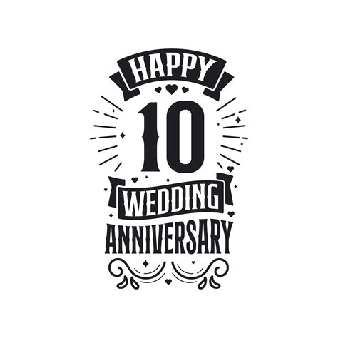 10 years anniversary celebration typography design. Happy 10th wedding ...