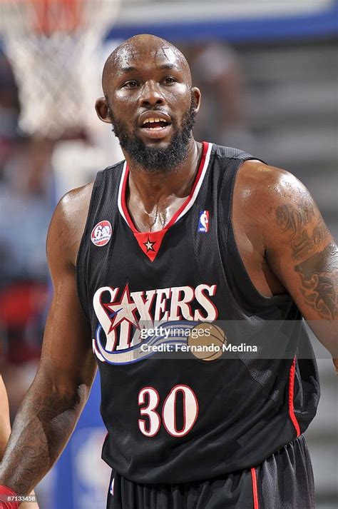 Reggie Evans of the Philadelphia 76ers looks on in Game Two of the ...