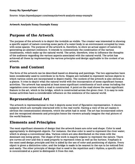 📗 Artwork Analysis Essay Example | SpeedyPaper.com