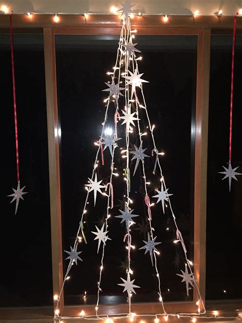 HOMEMADE DIY CHRISTMAS TREE MADE OF 250 White Lights, Sticky Back Craft ...