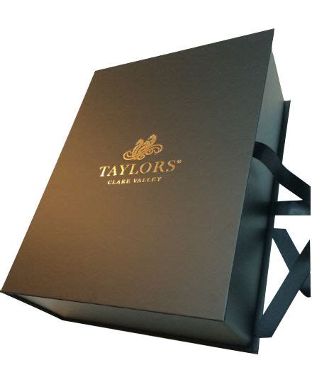 Luxury corporate gift box with gold foil logo print and silk satin ...