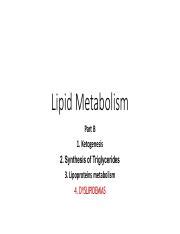 Lipid Metabolism: Ketogenesis, Triglyceride Synthesis, and | Course Hero