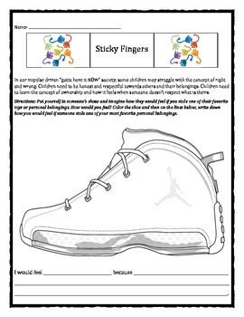 Empathy : Ricky Sticky Fingers: Stealing Is Wrong, Empathy worksheet