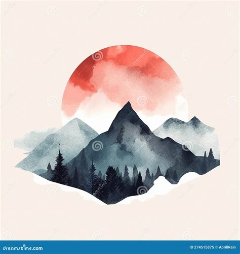 Drawing Mountains Watercolor Stock Illustration - Illustration of ...