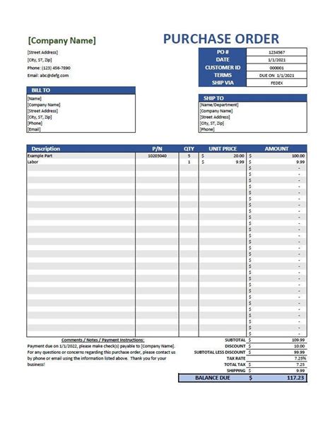 Purchase Order Template excel, Editable, Printable - Etsy Sweden