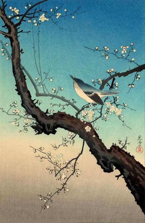 Japanese Birds Flowers Art Prints, Woodblock Prints, Paintings, Warbler ...