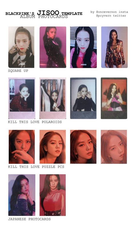 blackpink lisa, jennie, rosé, and jisoo album photocard templates ...