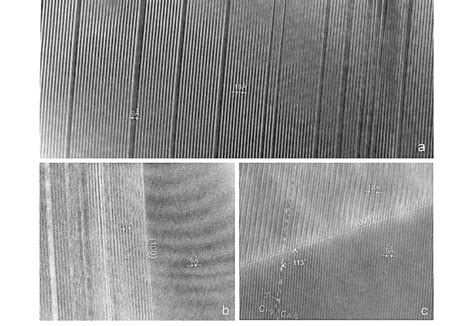 HRTEM images of inverted pigeonite lamellae in same metamorphic ...