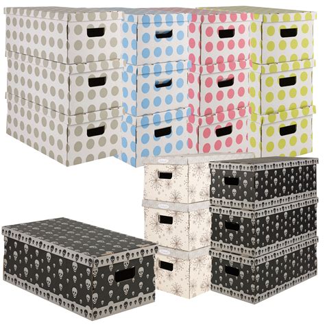 Set Of 3 Underbed Storage Boxes With handles Cardboard Stackable ...