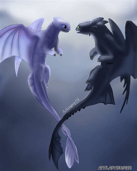 Light fury & Toothless / Szczerbatek i biała Furia | Night fury dragon ...