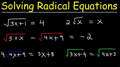 Solving Radical Equations - YouTube