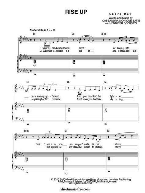 Rise Up Sheet Music Andra Day | Sheet music, Piano sheet music free ...