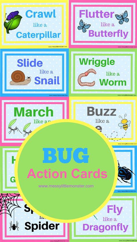 Bug Action Movement Cards | Insects preschool, Insects theme preschool ...