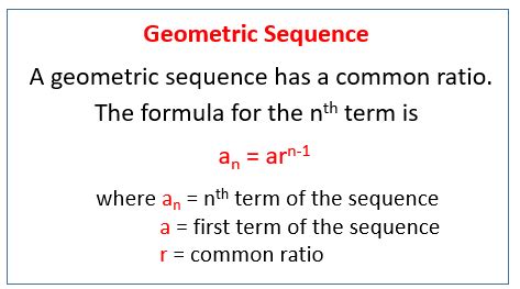 Geometric Sequences (examples, solutions, worksheets, games, activities ...