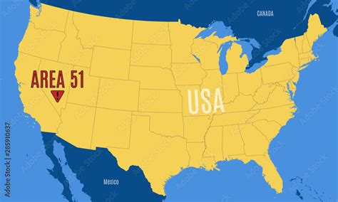 Schematic vector map of the United States with the position mark Area ...