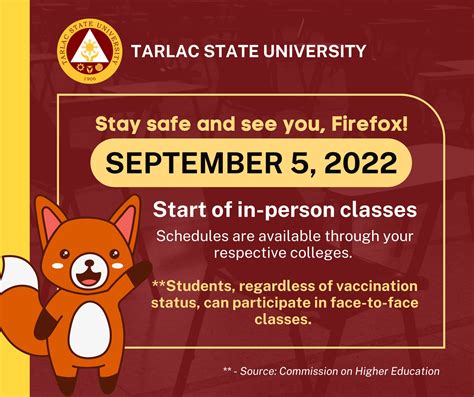 Start of In-Person Classes - Tarlac State University