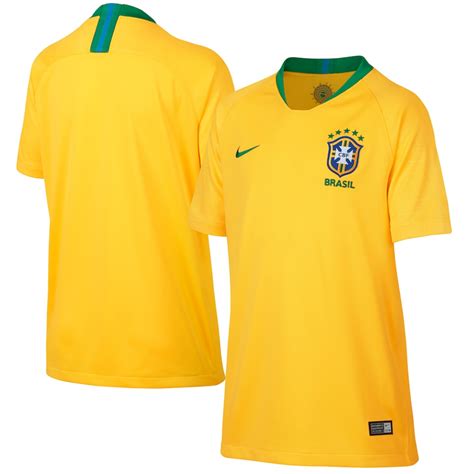 Nike Brazil National Team Youth Gold/Green 2018 Home Replica Stadium ...