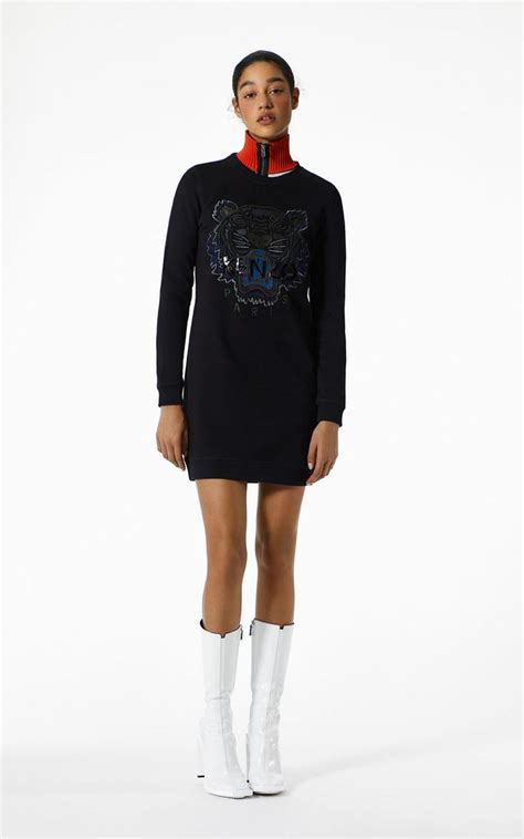 Tiger sweatshirt dress, BLACK, KENZO | Kenzo clothing, Sweatshirt dress ...