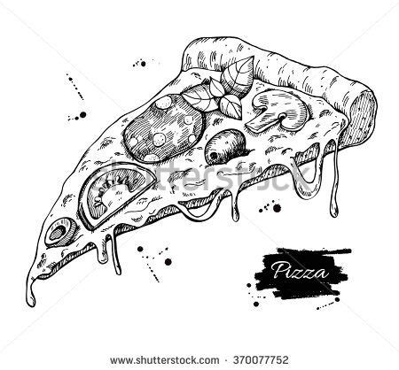 Vector Pizza slice drawing. Hand drawn pizza illustration. Great for ...