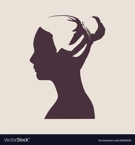 Silhouette of a female head face side view Vector Image