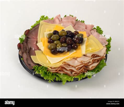 meat and cheese assortment deli style party tray green & black olives ...