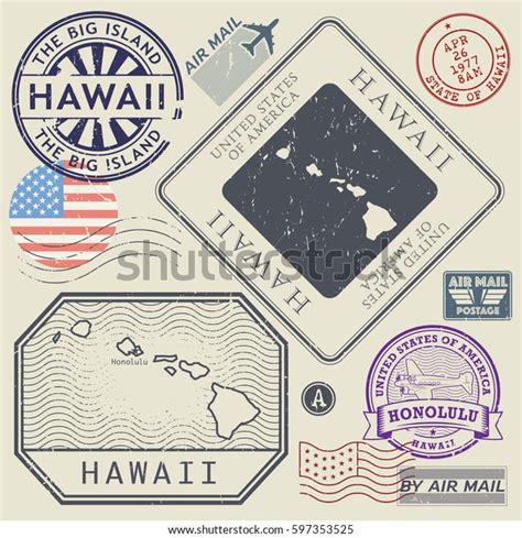 Retro Vintage Postage Stamps Set Hawaii Stock Vector (Royalty Free ...