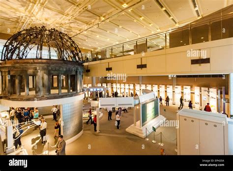 Japan, Hiroshima. Interior, Atomic-Bomb museum, first hall. Tourists ...