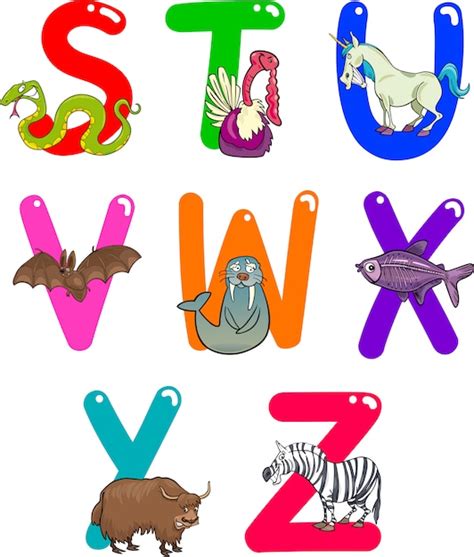 Premium Vector | Cartoon alphabet with animals