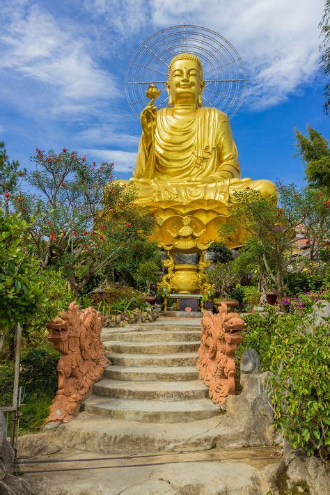 Golden Buddha. - Dalat Vietnam Van Hanh Pagoda, A Large Statue Of ...