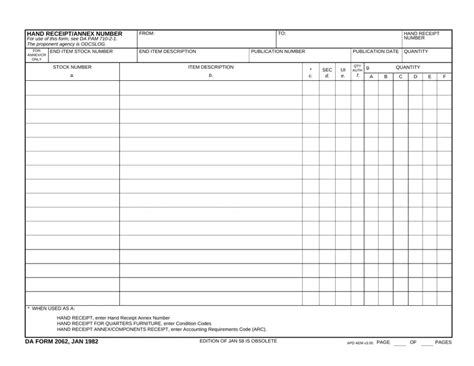 DA Form 2062 (Hand Receipt) ≡ Fill Out Printable PDF Forms Online