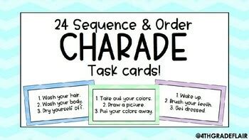 Sequence and Order Charades Text Structure Task Card Game by 4thgradeflair