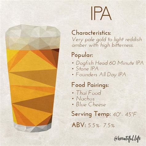 Food infographic - IPA Beer characteristics, food pairings, popular ...