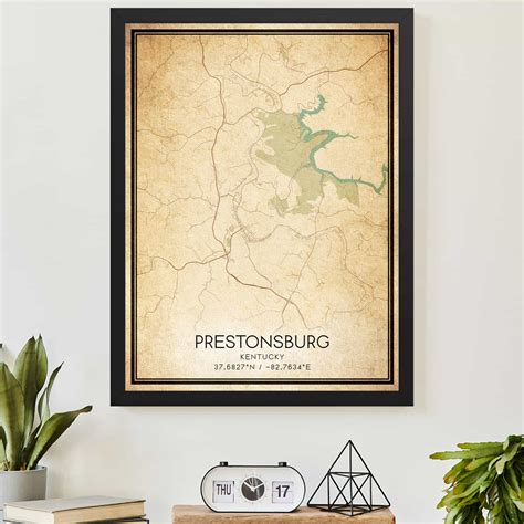 Vintage Prestonsburg Kentucky Map Poster, Modern Home Decor Wall Art ...