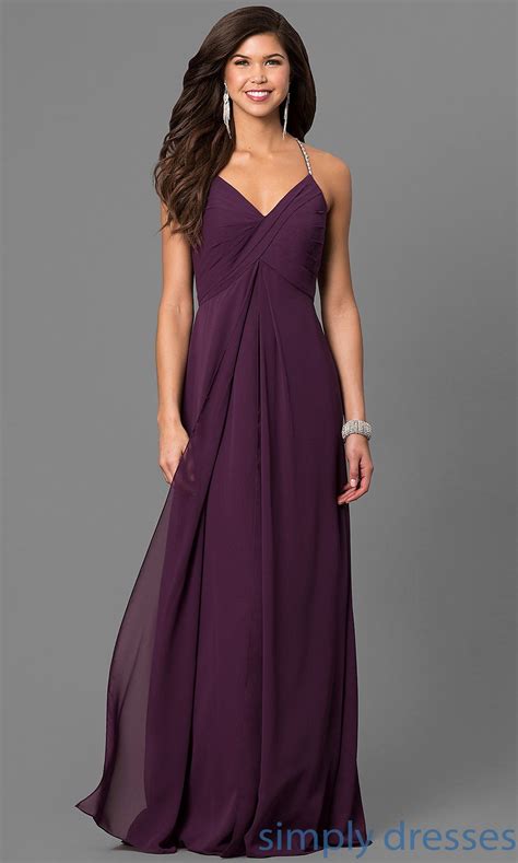 Eggplant Purple Long Formal Dress with Empire Waist | Formal dresses ...