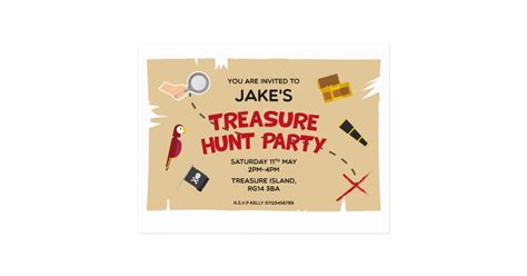 Treasure Hunt Birthday Party Invitation Postcard | Zazzle.com