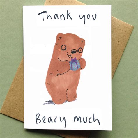 Thank You Card Cute Bear Card By jo clark design