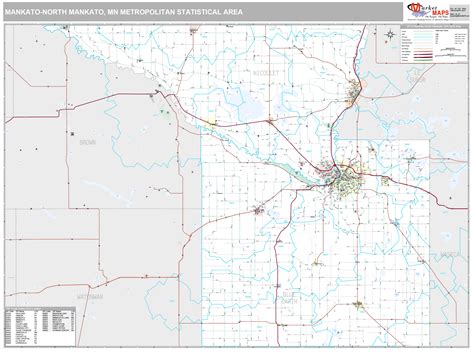 Mankato-North Mankato, MN Metro Area Wall Map Premium Style by MarketMAPS