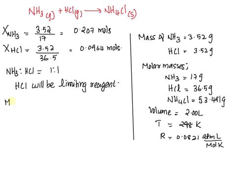 SOLVED: Solid ammonium chloride, NH4Cl, is formed by the reaction of ...