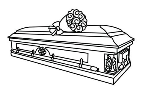 lineart drawing of a casket with flowers on top of it Rose Tattoos, New ...