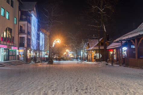 Famous Krupowki Street in Winter in Zakopane at Night Editorial Stock ...