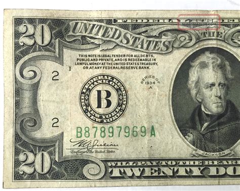 Old Vintage 1934 Twenty Dollar Bill $20 Federal Reserve Note - York, Ny